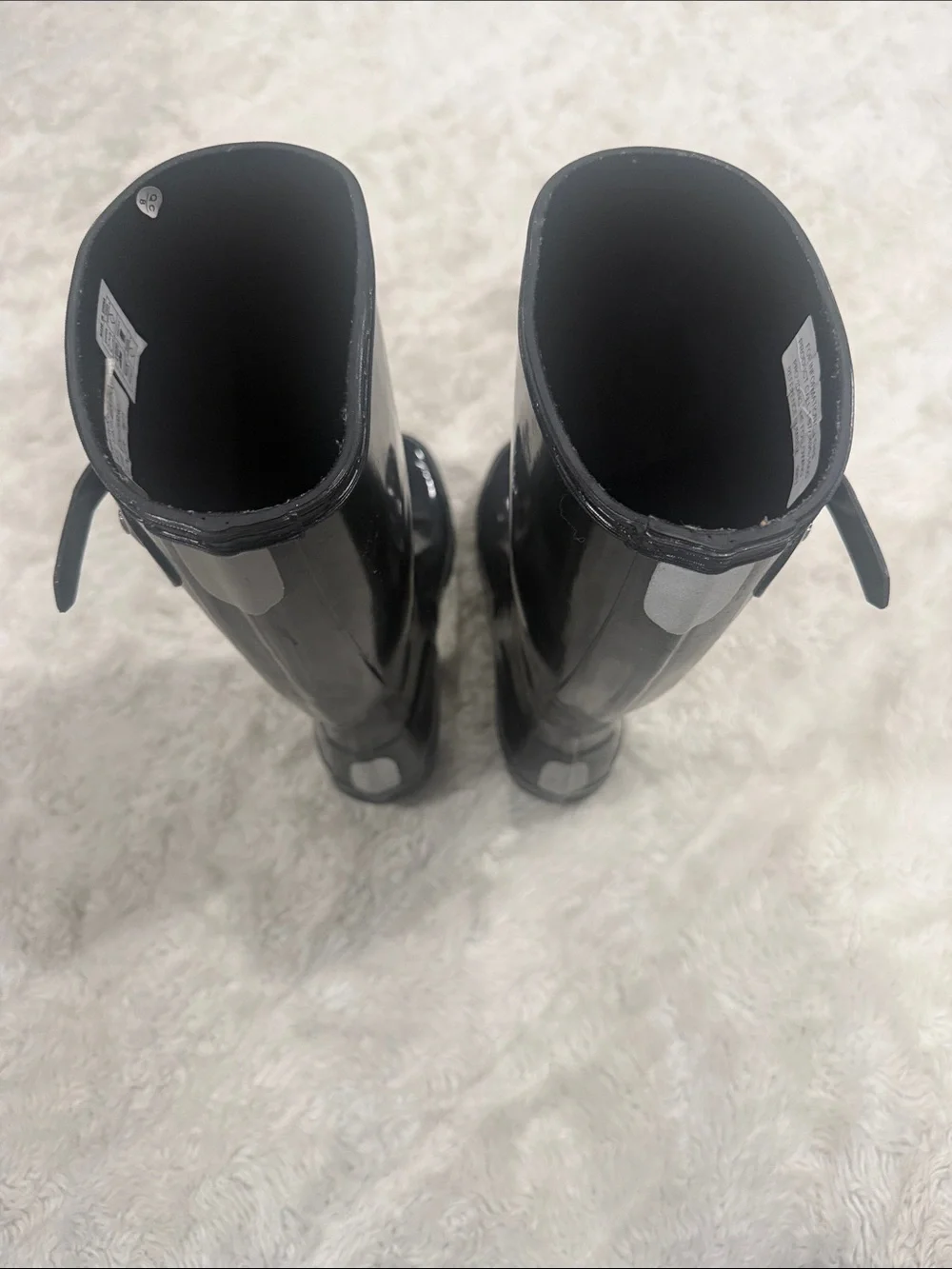 Hunter Black Gloss Tall Kids Rain Boots Girls Size‎ 4 B